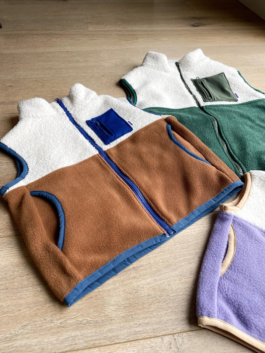 VESTE POLAIRE SANS MANCHE BI-COLOR SHERPA ÉCRU & POLAIRE | ADULTE