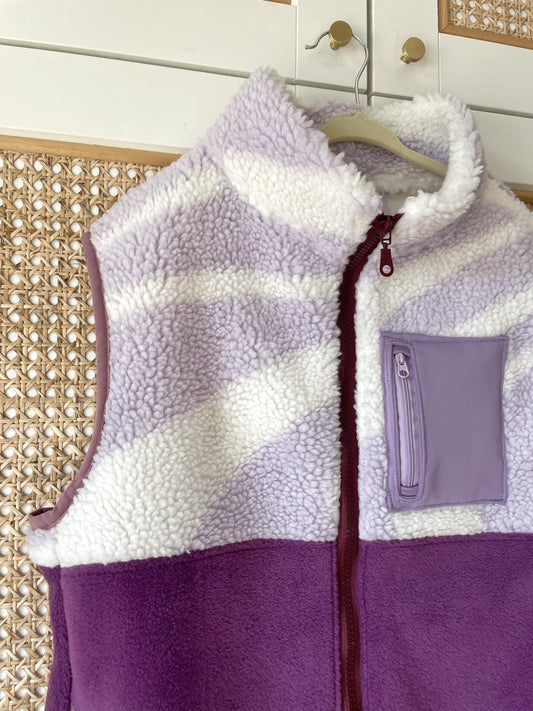VESTE POLAIRE SANS MANCHE BI-COLOR SHERPA BLANC & VIOLET | ADULTE