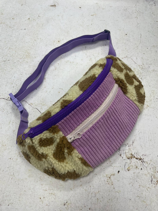 BANANE VELOURS CÔTELÉ VIOLET & SHERPA LÉOPARD | XS