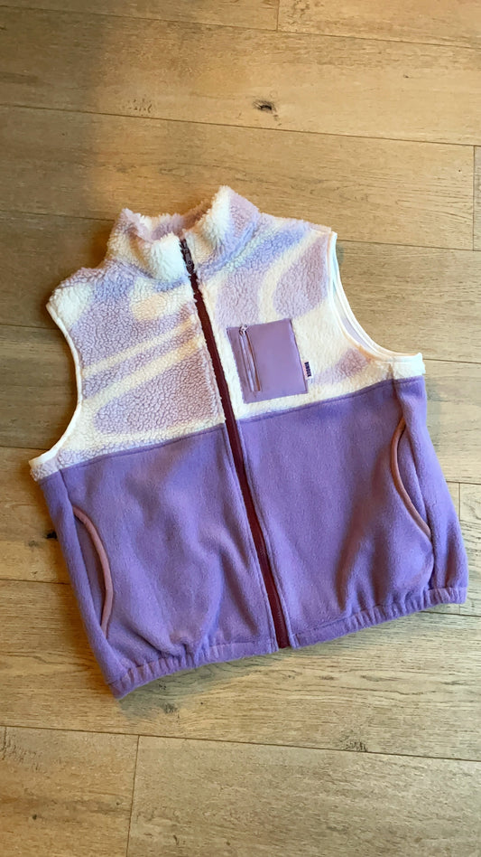 VESTE POLAIRE SANS MANCHE BI-COLOR SHERPA BLANC & VIOLET | ENFANT