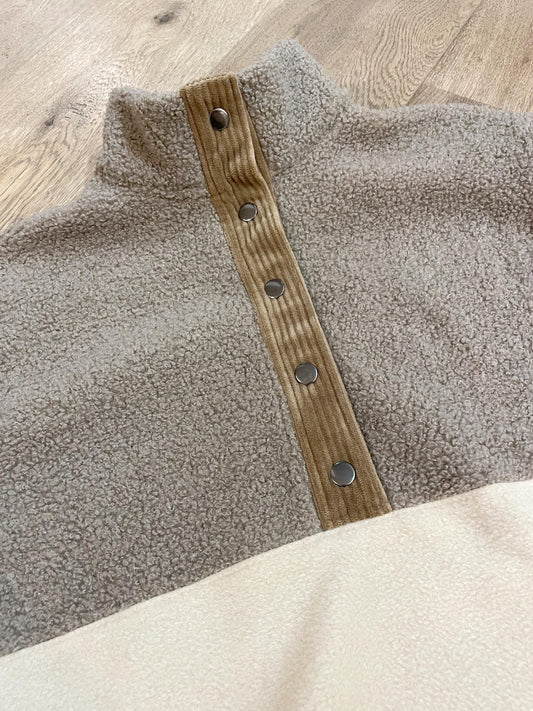 SWEAT POLAIRE BI-COLOR SHERPA BRUN & SABLE | ADULTE