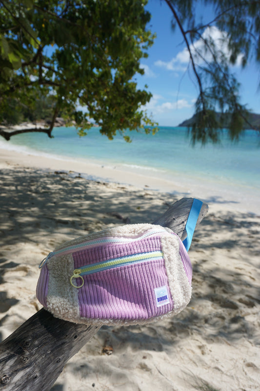 BANANE VELOURS CÔTELÉ VIOLET & SHERPA BEIGE | XS