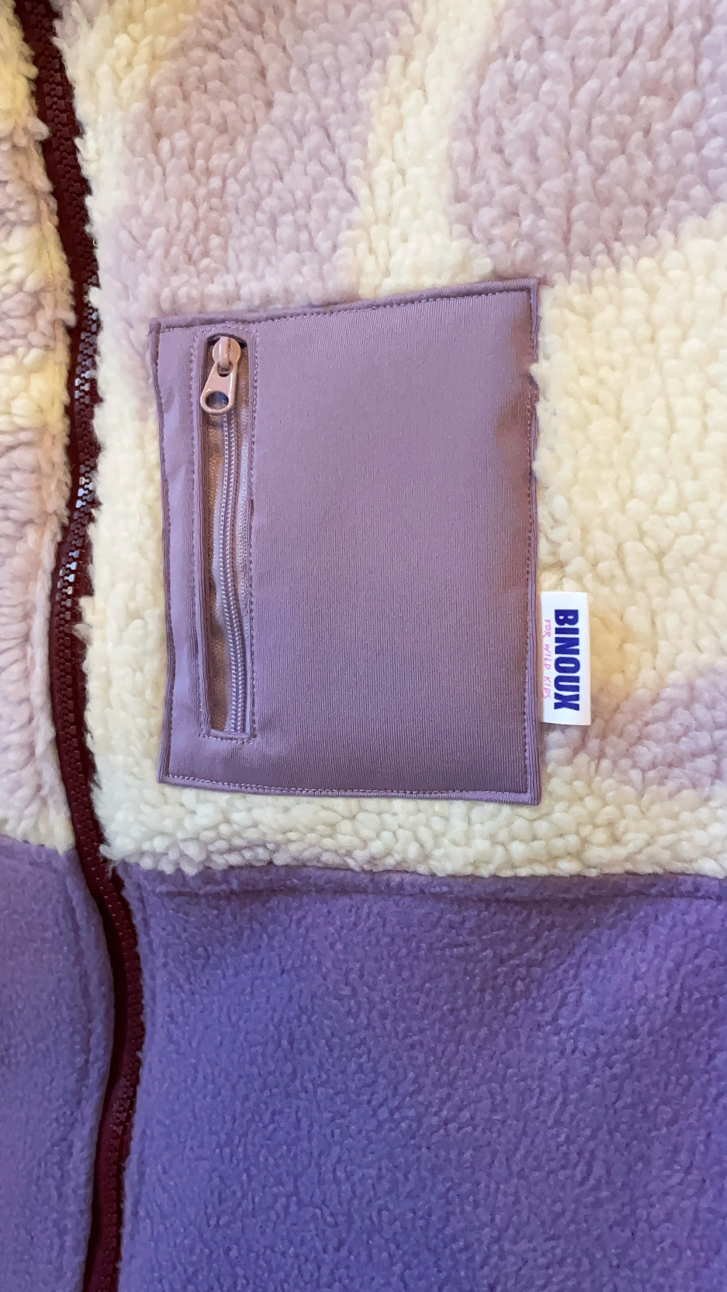 VESTE POLAIRE SANS MANCHE BI-COLOR SHERPA BLANC & VIOLET | ENFANT