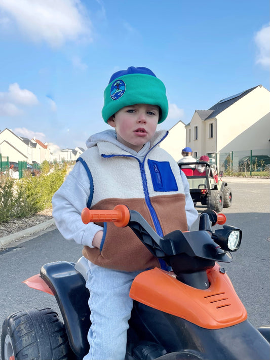 VESTE POLAIRE SANS MANCHE BI-COLOR SHERPA ÉCRU & POLAIRE | ENFANT