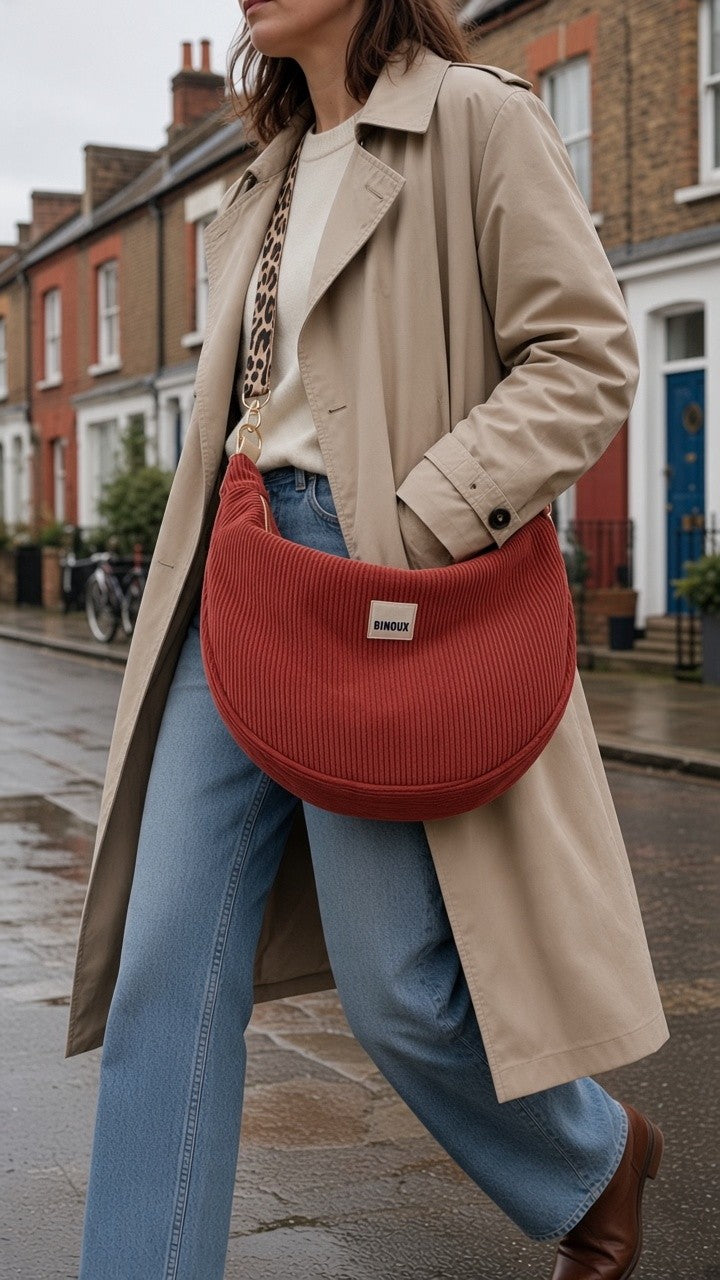 SAC HOBO VELOURS CÔTELÉ & SANGLE PERSONNALISABLE | L