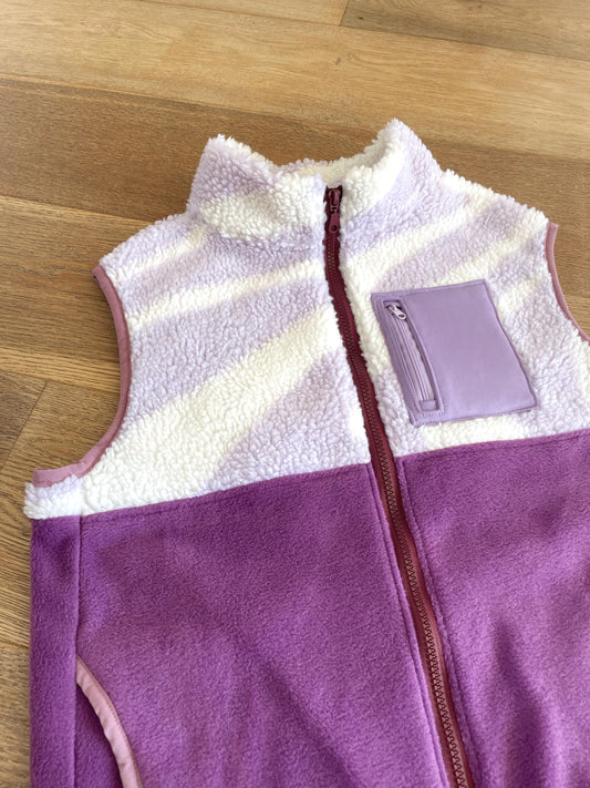 VESTE POLAIRE SANS MANCHE BI-COLOR SHERPA BLANC & VIOLET | ENFANT
