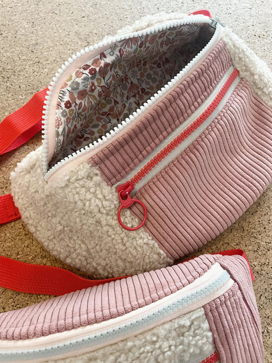 BANANE VELOURS CÔTELÉ BLUSH & SHERPA BEIGE | XS