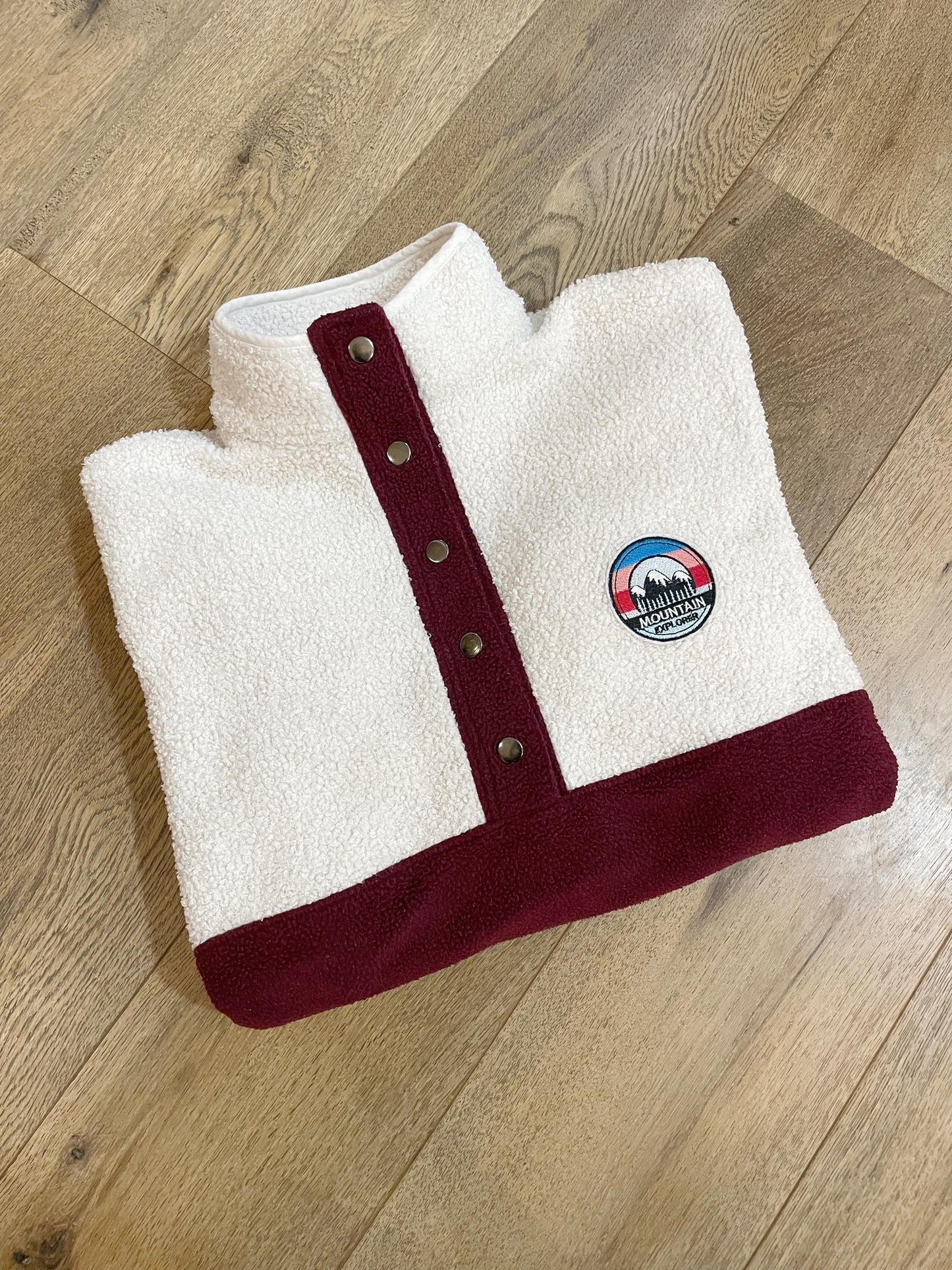 SWEAT POLAIRE BI-COLOR SHERPA ÉCRU & BORDEAUX | ADULTE