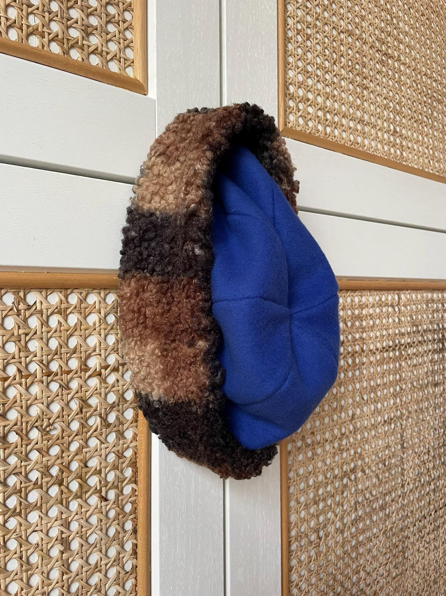 BONNET SHERPA À CARREAUX & BLEU | ADULTE