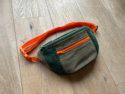 BANANE VELOURS CÔTELÉ KAKI & SHERPA VERT | XL