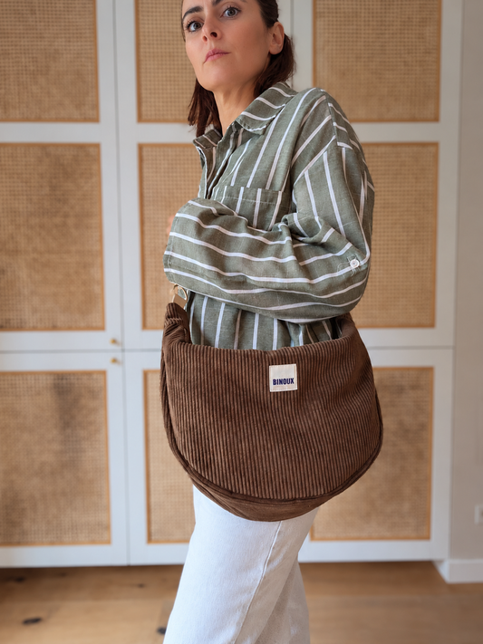 SAC HOBO VELOURS CÔTELÉ & SANGLE PERSONNALISABLE | L