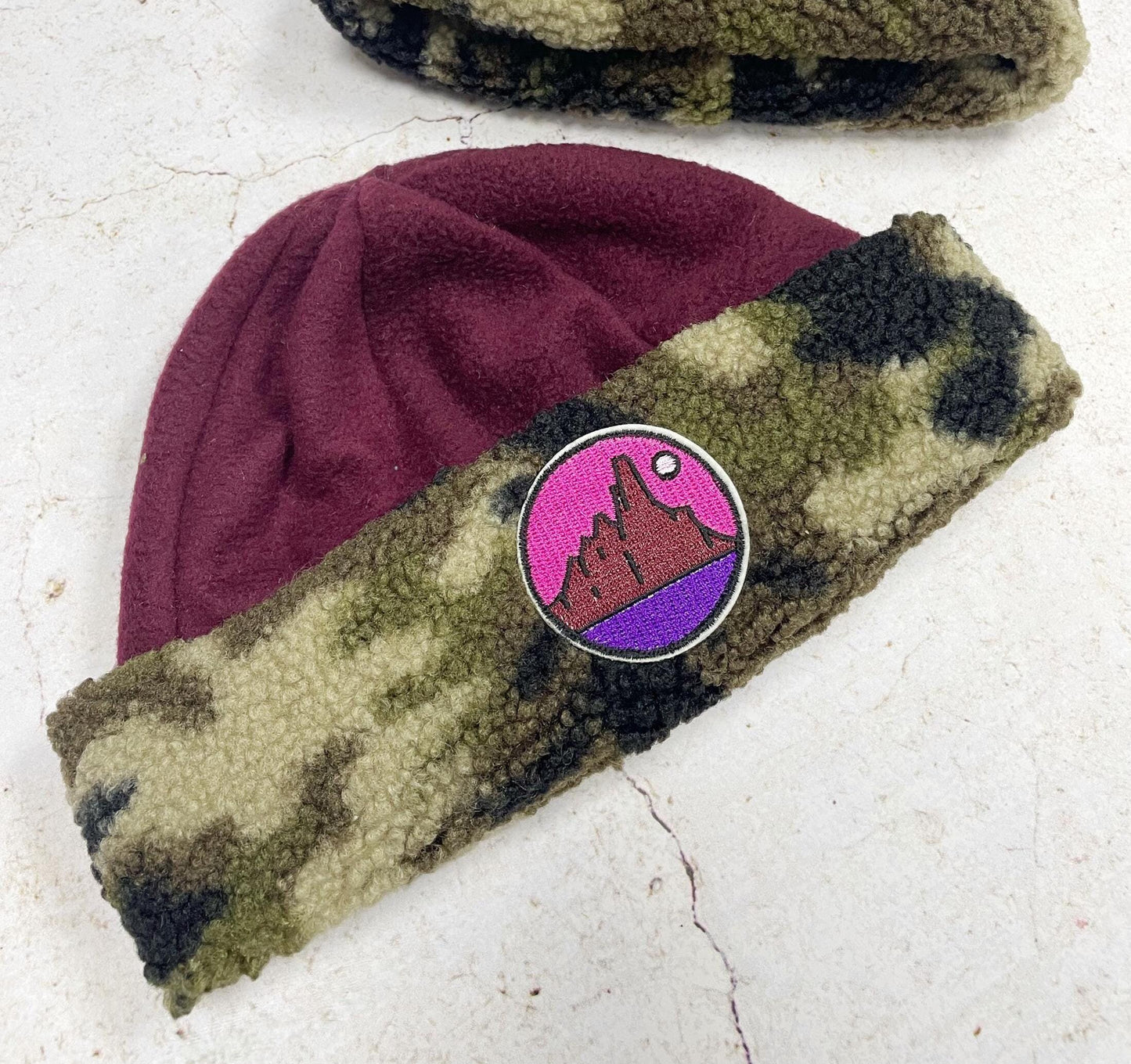 BONNET SHERPA CAMOUFLAGE & BORDEAU | ADULTE