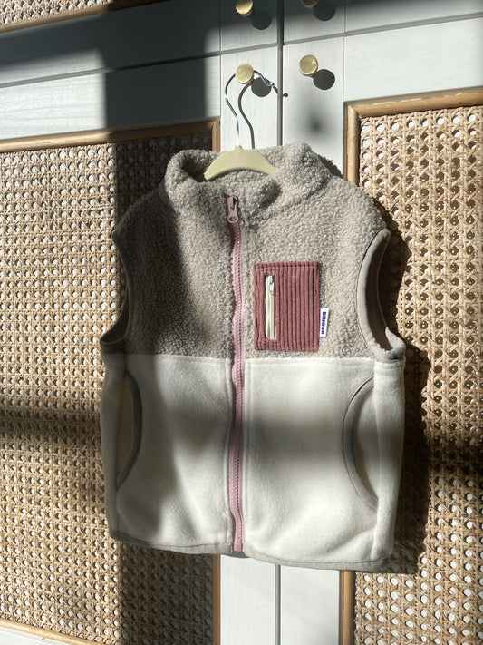 VESTE POLAIRE SANS MANCHE BI-COLOR SHERPA ÉCRU & POLAIRE | ENFANT