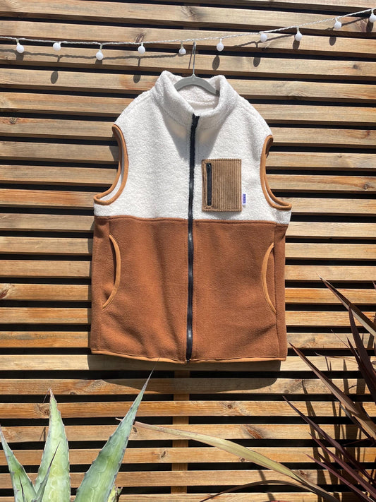 VESTE POLAIRE SANS MANCHE BI-COLOR SHERPA ÉCRU & POLAIRE | ENFANT