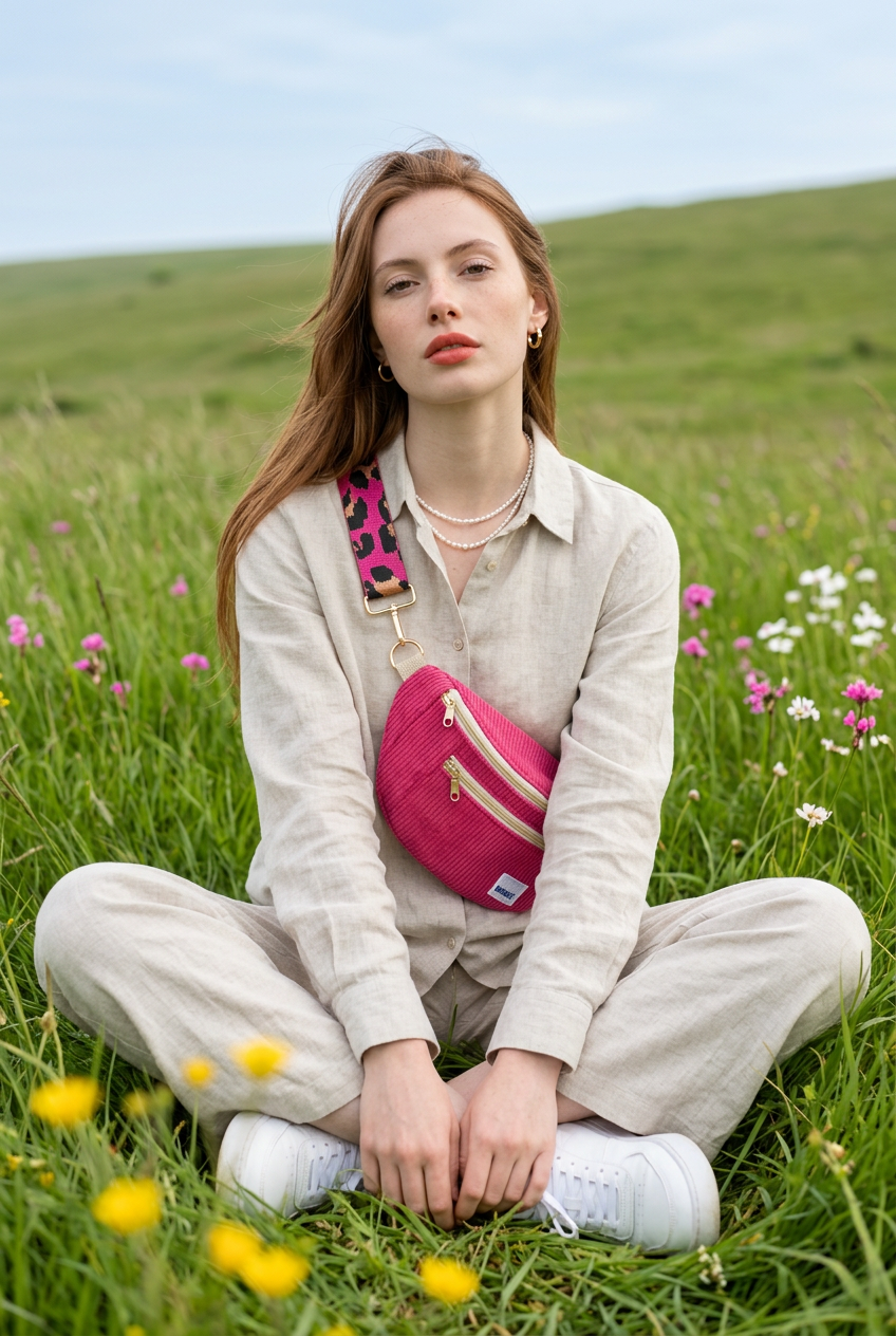 BANANE VELOURS CÔTELÉ & SANGLE PERSONNALISABLE | XS