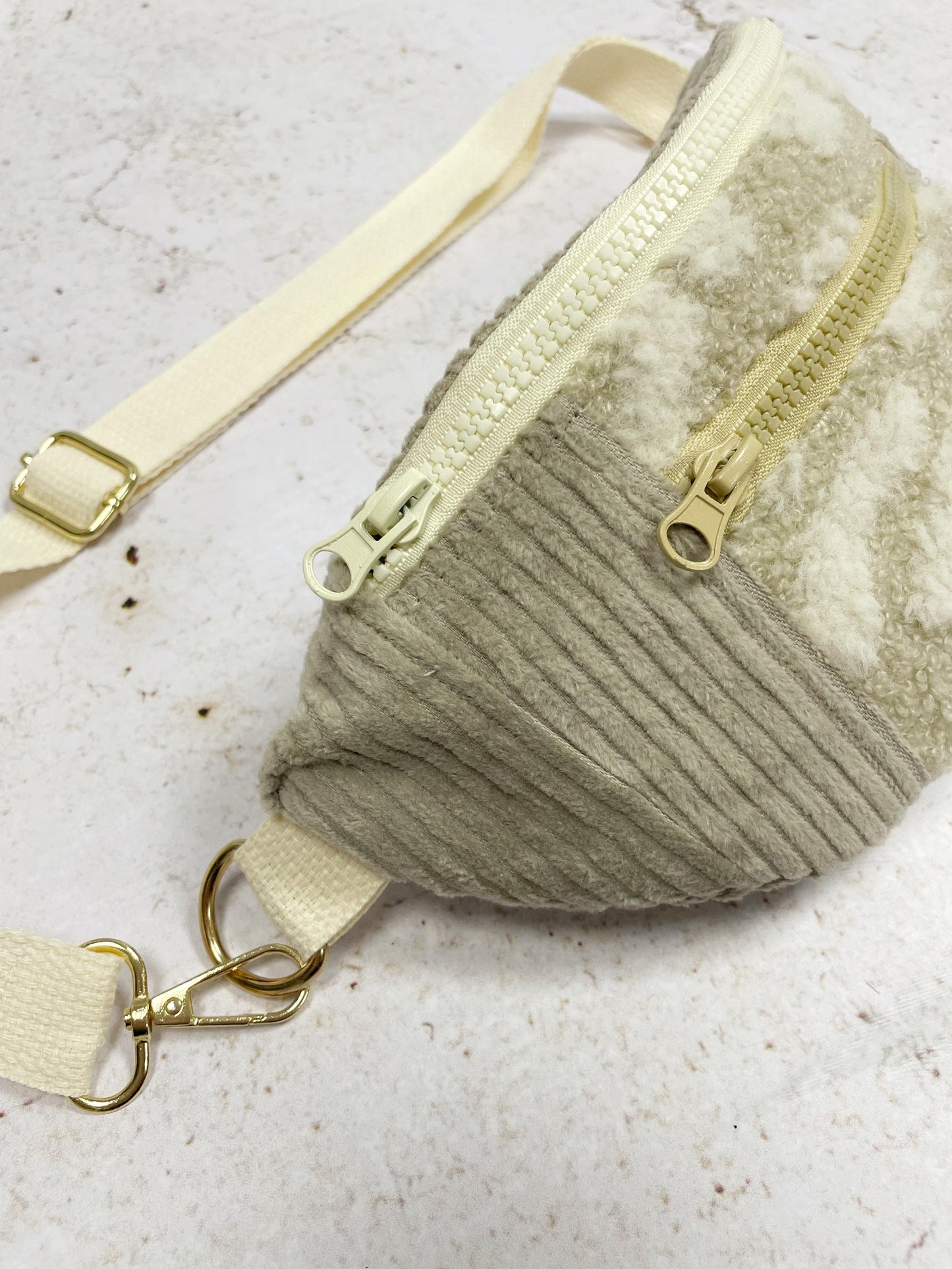 BANANE VELOURS CÔTELÉ BEIGE & SHERPA LÉOPARD BEIGE | XL