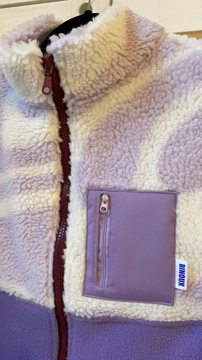 VESTE POLAIRE SANS MANCHE BI-COLOR SHERPA BLANC & VIOLET | ADULTE