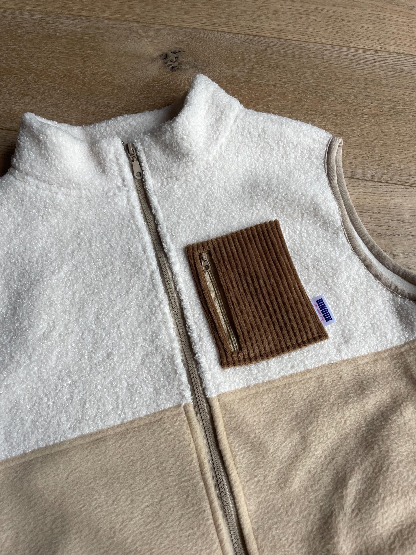 VESTE POLAIRE SANS MANCHE BI-COLOR SHERPA ÉCRU & POLAIRE | ENFANT