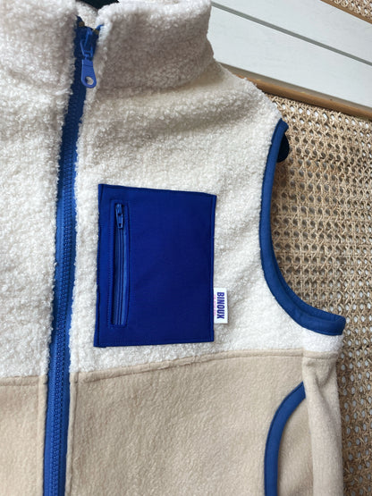 VESTE POLAIRE SANS MANCHE BI-COLOR SHERPA ÉCRU & POLAIRE | ENFANT