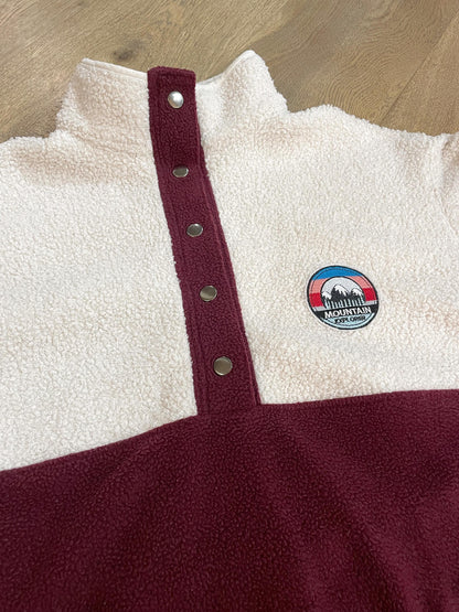 SWEAT POLAIRE BI-COLOR SHERPA ÉCRU & BORDEAUX | ADULTE