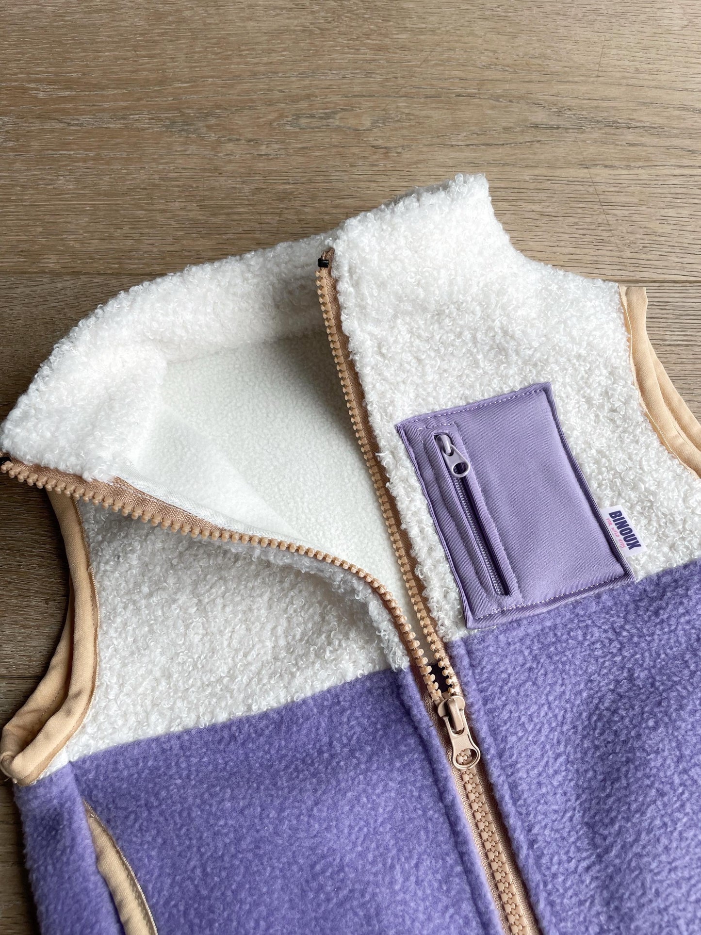 VESTE POLAIRE SANS MANCHE BI-COLOR SHERPA ÉCRU & POLAIRE | ENFANT