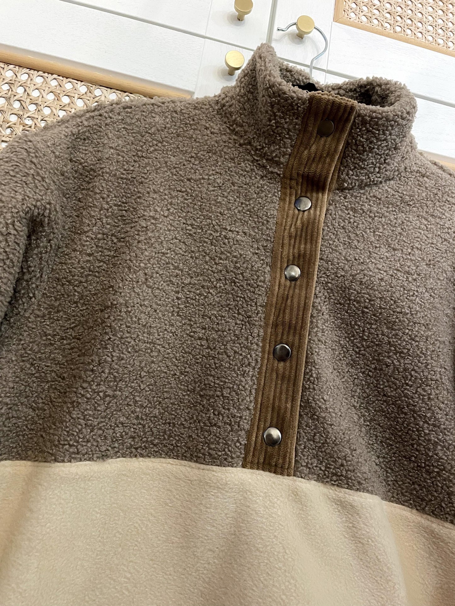 SWEAT POLAIRE BI-COLOR SHERPA BRUN & SABLE | ADULTE
