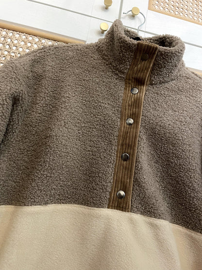 SWEAT POLAIRE BI-COLOR SHERPA BRUN & SABLE | ADULTE