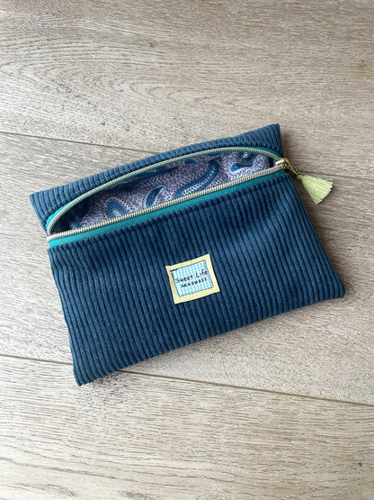 HOUSSE À LIVRE LISEUSE ZIPPÉE VELOURS CÔTELÉ PERSONNALISABLE