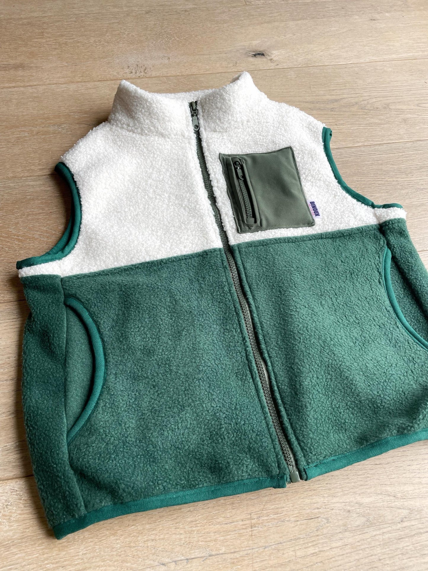 VESTE POLAIRE SANS MANCHE BI-COLOR SHERPA ÉCRU & POLAIRE | ENFANT