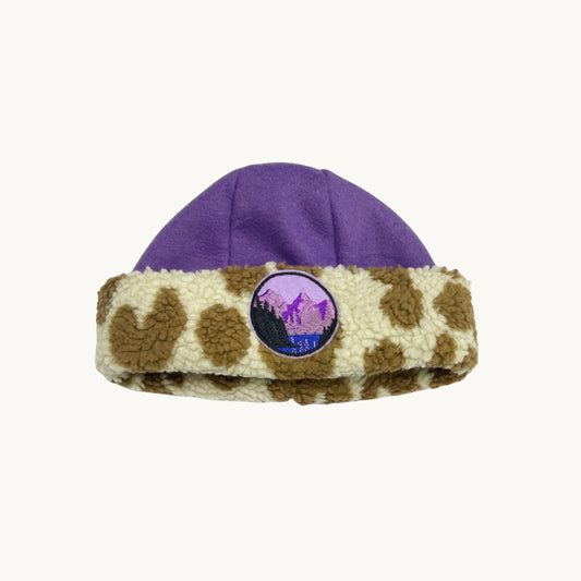 BONNET SHERPA LÉOPARD & VIOLET  | ENFANT