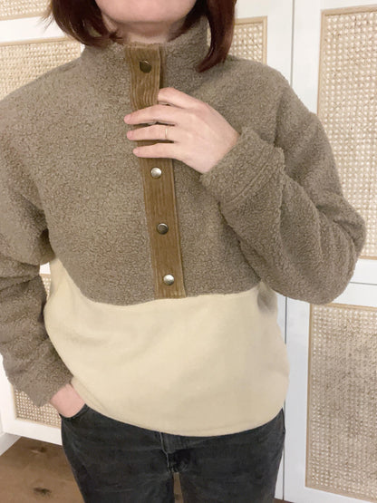 SWEAT POLAIRE BI-COLOR SHERPA BRUN & SABLE | ADULTE