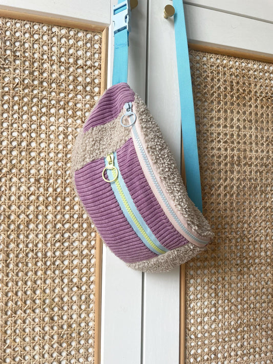 BANANE VELOURS CÔTELÉ VIOLET & SHERPA BEIGE | XL