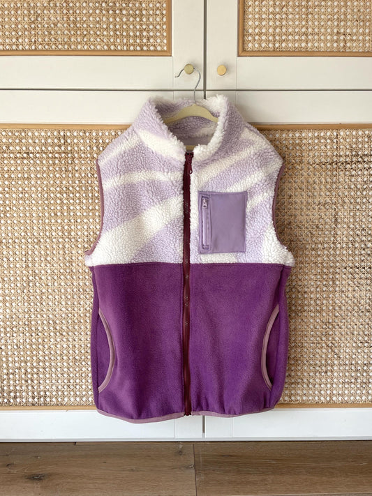 VESTE POLAIRE SANS MANCHE BI-COLOR SHERPA BLANC & VIOLET | ENFANT