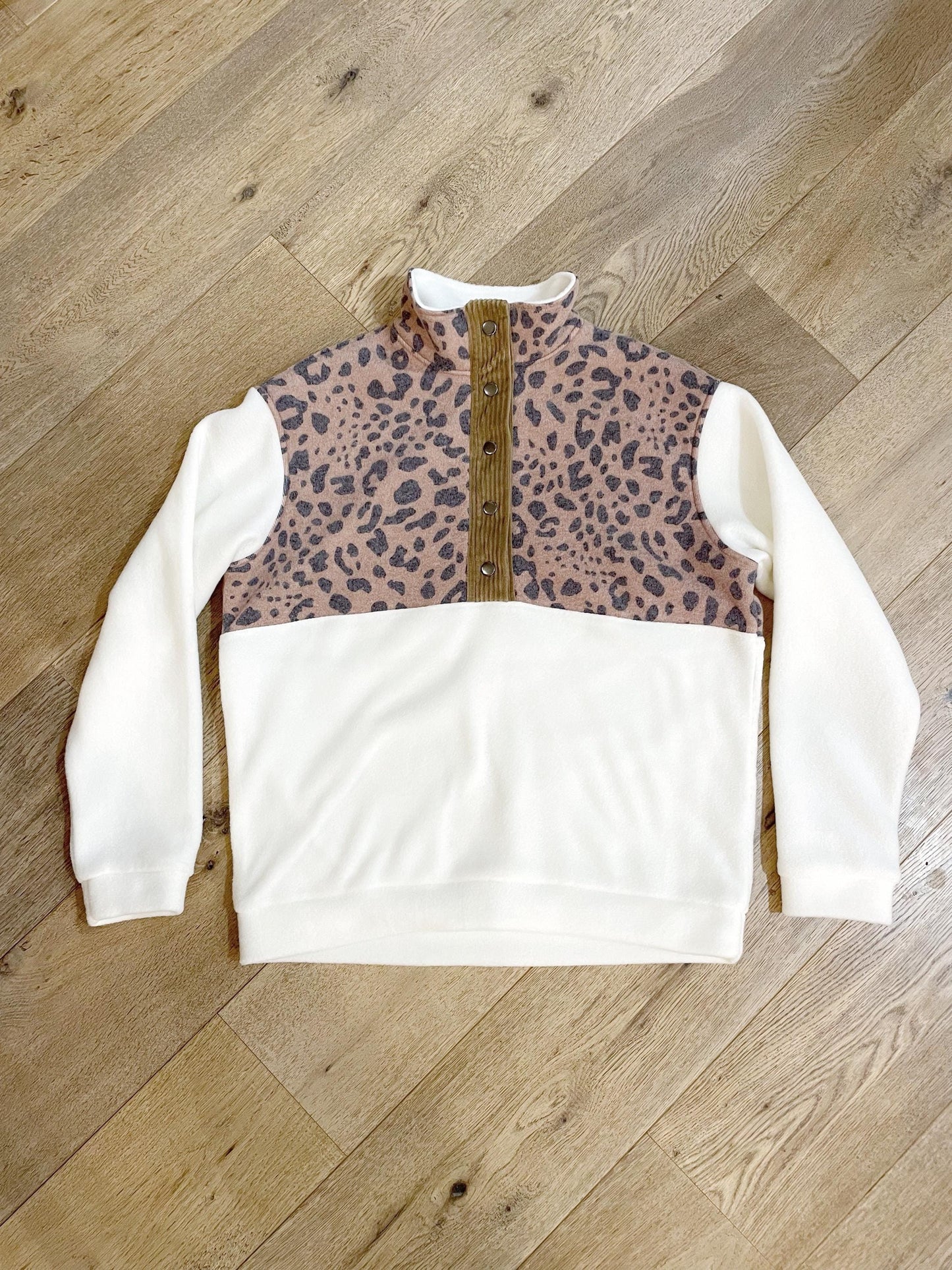 SWEAT POLAIRE BI-COLOR LÉOPARD & ÉCRU | ADULTE