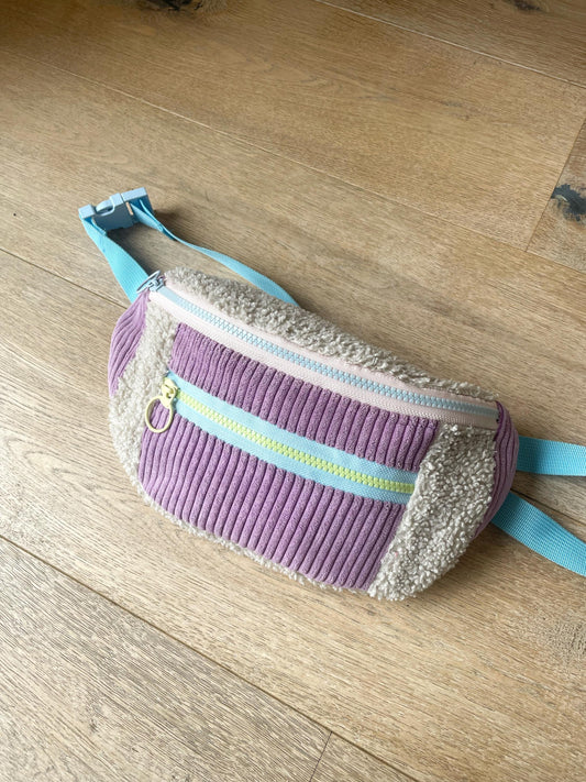 BANANE VELOURS CÔTELÉ VIOLET & SHERPA BEIGE | XS