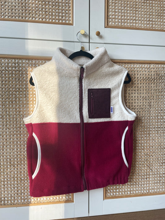 VESTE POLAIRE SANS MANCHE BI-COLOR SHERPA ÉCRU & POLAIRE | ADULTE