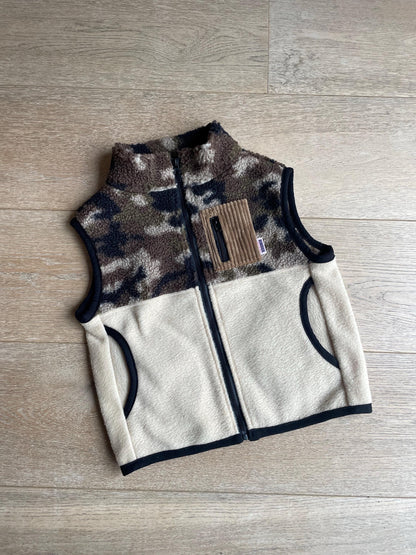 VESTE POLAIRE SANS MANCHE BI-COLOR SHERPA CAMOUFLAGE & BEIGE | ADULTE