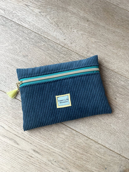 HOUSSE À LIVRE LISEUSE ZIPPÉE VELOURS CÔTELÉ PERSONNALISABLE