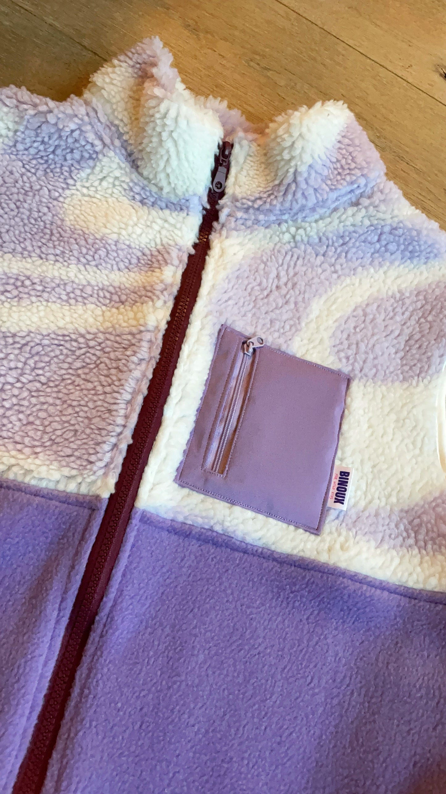 VESTE POLAIRE SANS MANCHE BI-COLOR SHERPA BLANC & VIOLET | ADULTE