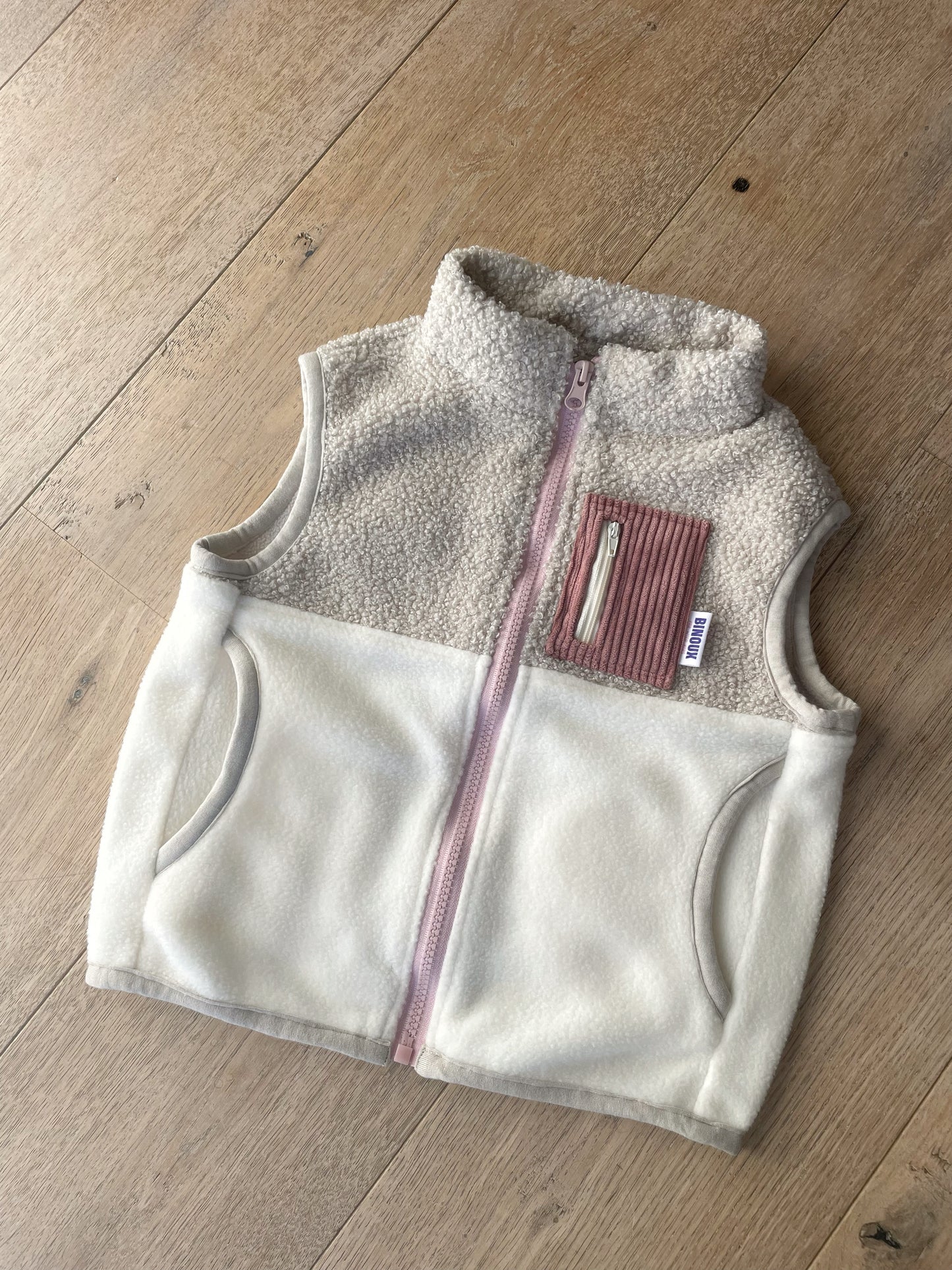 VESTE POLAIRE SANS MANCHE BI-COLOR SHERPA ÉCRU & POLAIRE | ENFANT