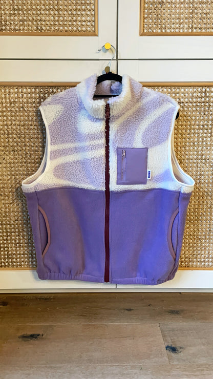 VESTE POLAIRE SANS MANCHE BI-COLOR SHERPA BLANC & VIOLET | ADULTE