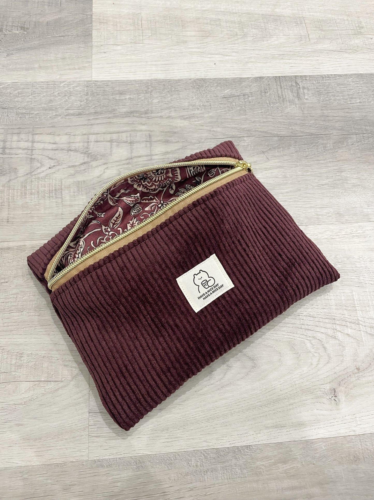 HOUSSE À LIVRE LISEUSE ZIPPÉE VELOURS CÔTELÉ PERSONNALISABLE