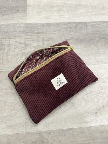 HOUSSE À LIVRE LISEUSE ZIPPÉE VELOURS CÔTELÉ PERSONNALISABLE