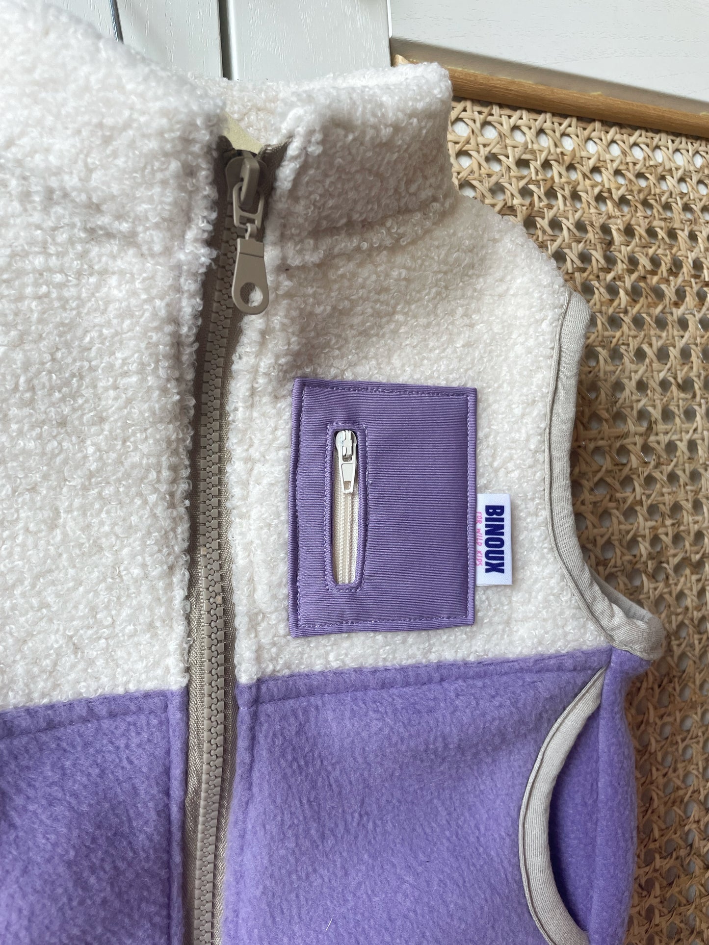 VESTE POLAIRE SANS MANCHE BI-COLOR SHERPA ÉCRU & POLAIRE | ENFANT