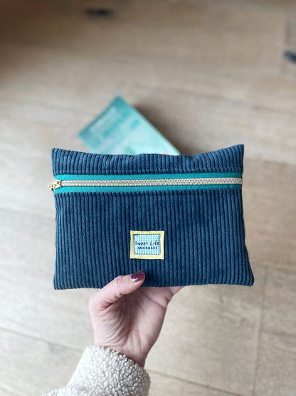 HOUSSE À LIVRE LISEUSE ZIPPÉE VELOURS CÔTELÉ PERSONNALISABLE