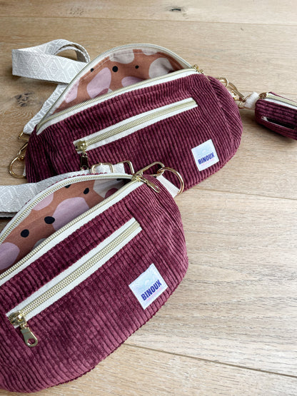 DUO BANANES VELOURS CÔTELÉ & SANGLE PERSONNALISABLE | MINI ET MAXI