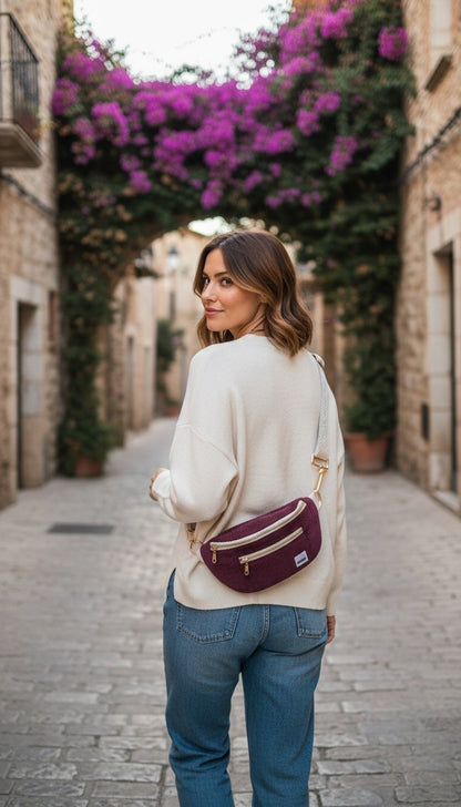 BANANE VELOURS CÔTELÉ & SANGLE PERSONNALISABLE | XS