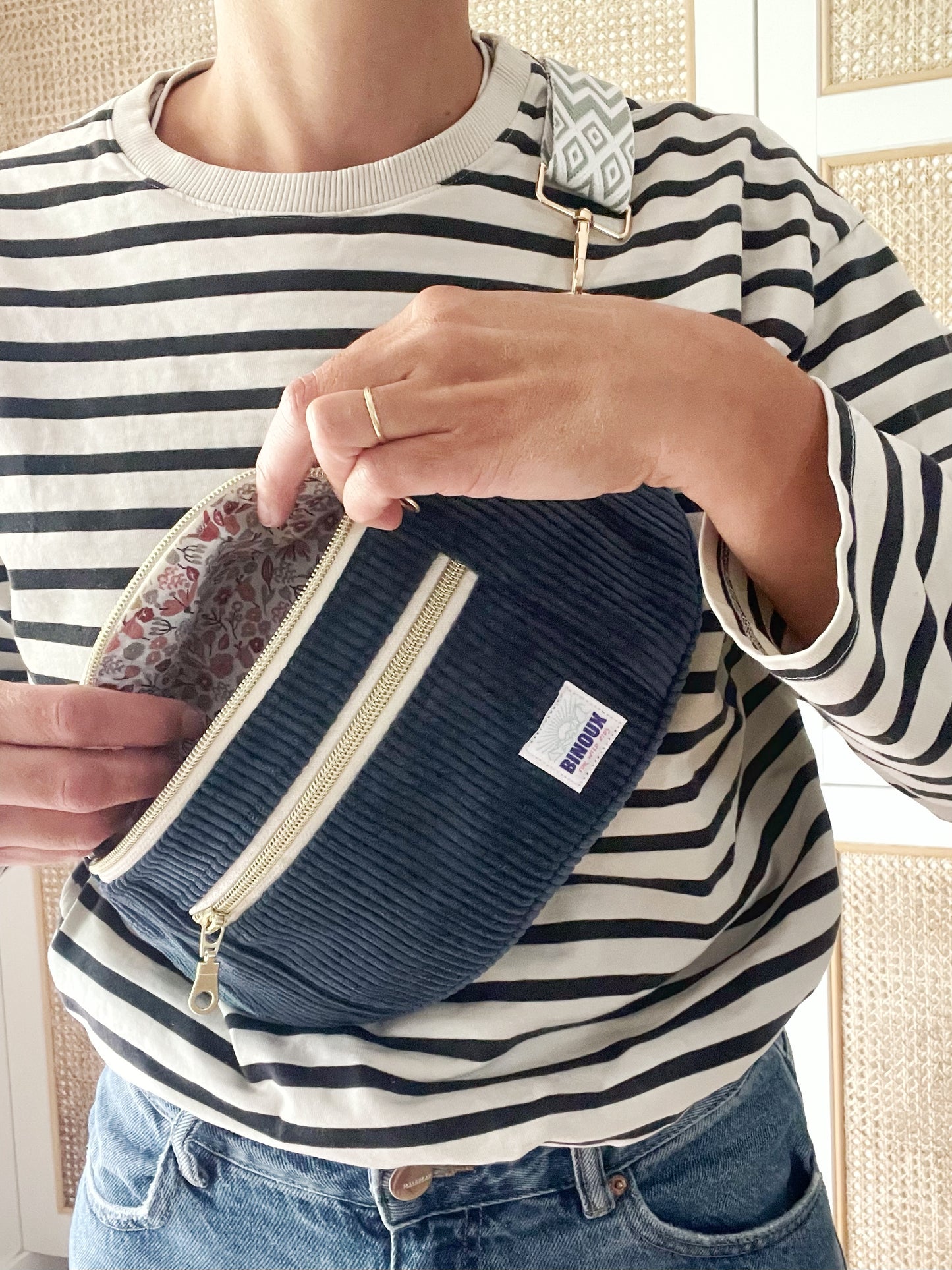 BANANE VELOURS CÔTELÉ & SANGLE PERSONALISABLE | XL