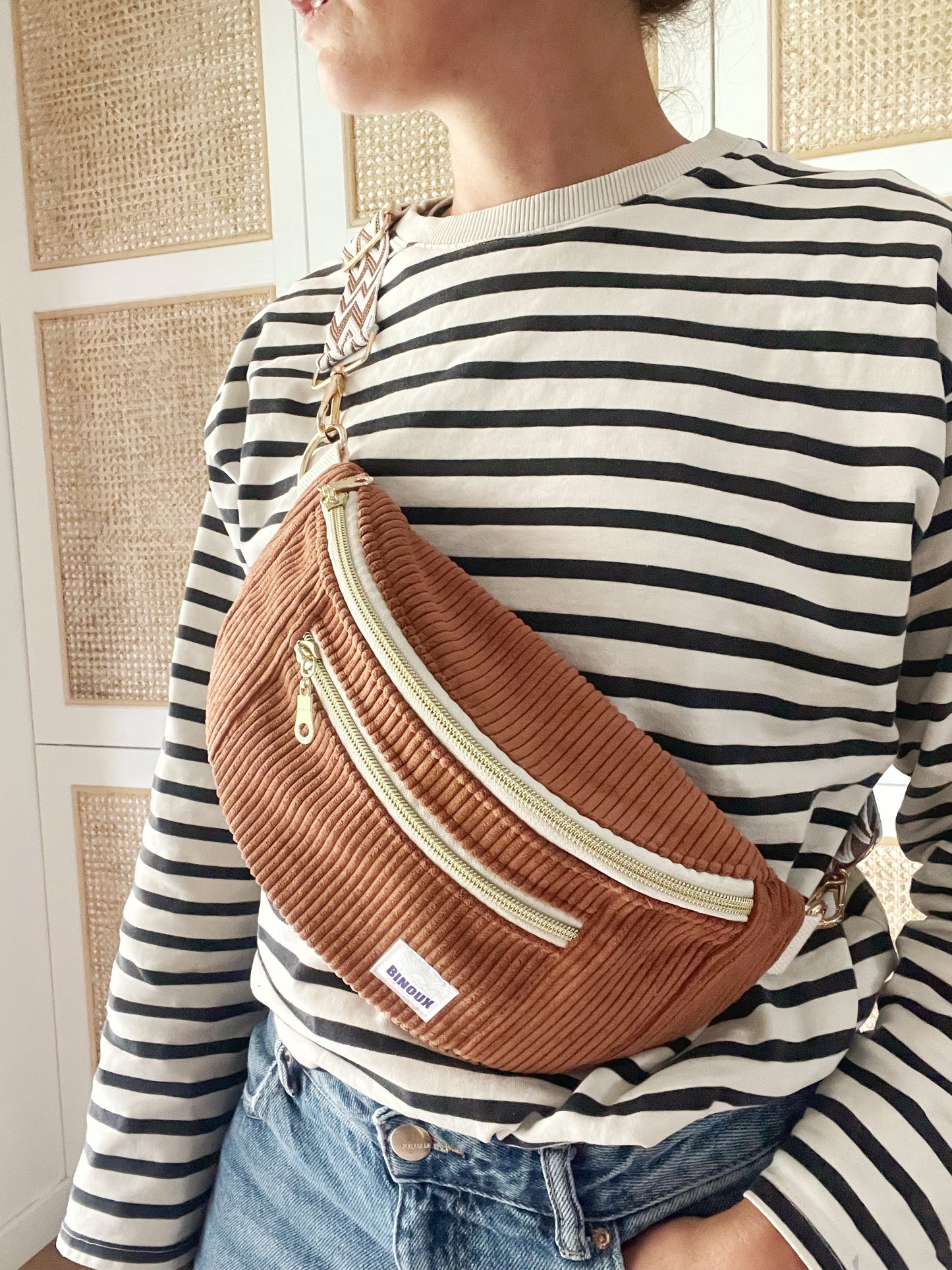BANANE VELOURS CÔTELÉ & SANGLE PERSONALISABLE | XL