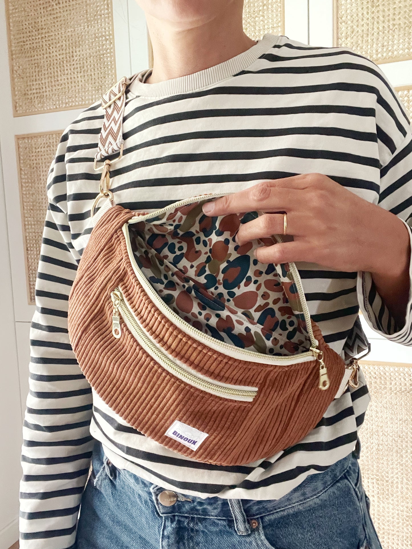 BANANE VELOURS CÔTELÉ & SANGLE PERSONALISABLE | XL